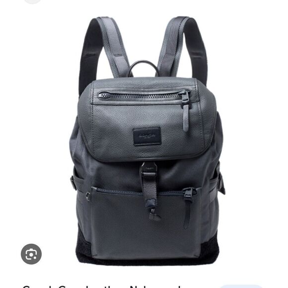 Coach grey leather black suede manhatten rucksack backpack main image 4